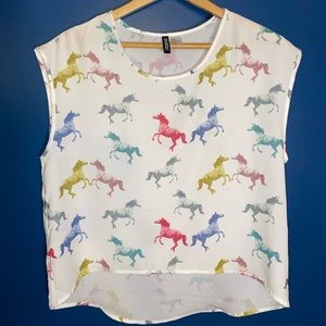 *SOLD* H&M blouse multi colored unicorn print